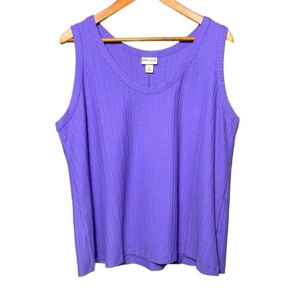 Ava & Viv Tops - New Ava & Viv Top Women's Plus Size 3X Ribbed Purple Tank Top Stretchy N…